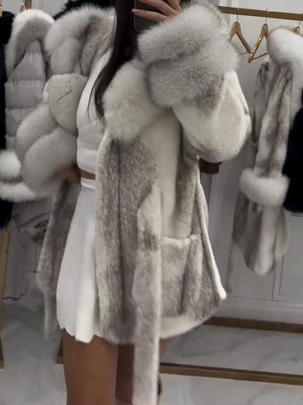 Women's Fur Lapel Fashion Coat