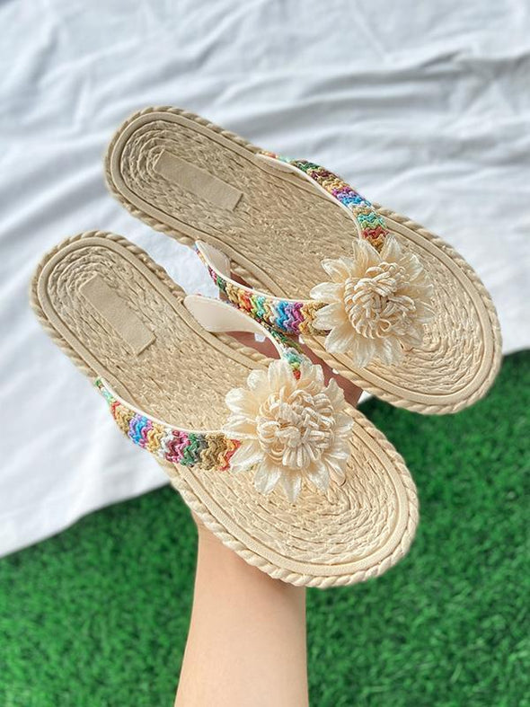 Braided floral resort style flip flops