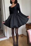 Women's Elegant Backless Long Sleeve Puffy Dress