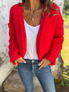 Women's Autumn V-neck Long-sleeved Casual Knitted Cardigan