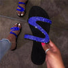 Rhinestone Z-shaped Flat Casual Sandals