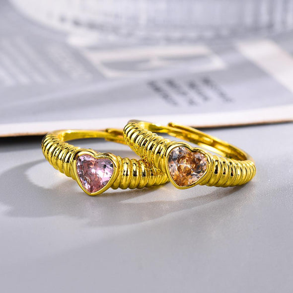 Love Light Pink Champagne Zircon Open Ring for Women