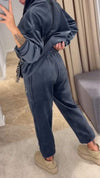 Women's Hooded Zipper Suede Casual Suit