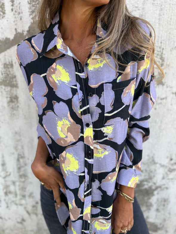 Lapel Single-breasted Printed Shirt