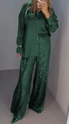 Women's Lapel Long Sleeve Sequin Fashion Suit