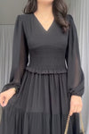 Women's Elegant V-neck Dress With High Elastic Waist