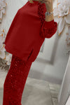 Women's Fashion Sequin Patchwork Top and Pants Two-Piece Set