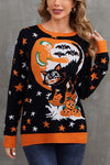 Women's Crew Neck Pullover Halloween Jacquard Sweater