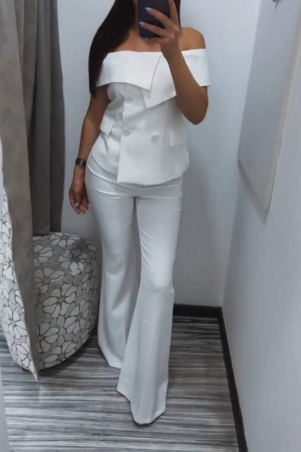 Women's Casual One-shoulder Slim Two-piece Suit