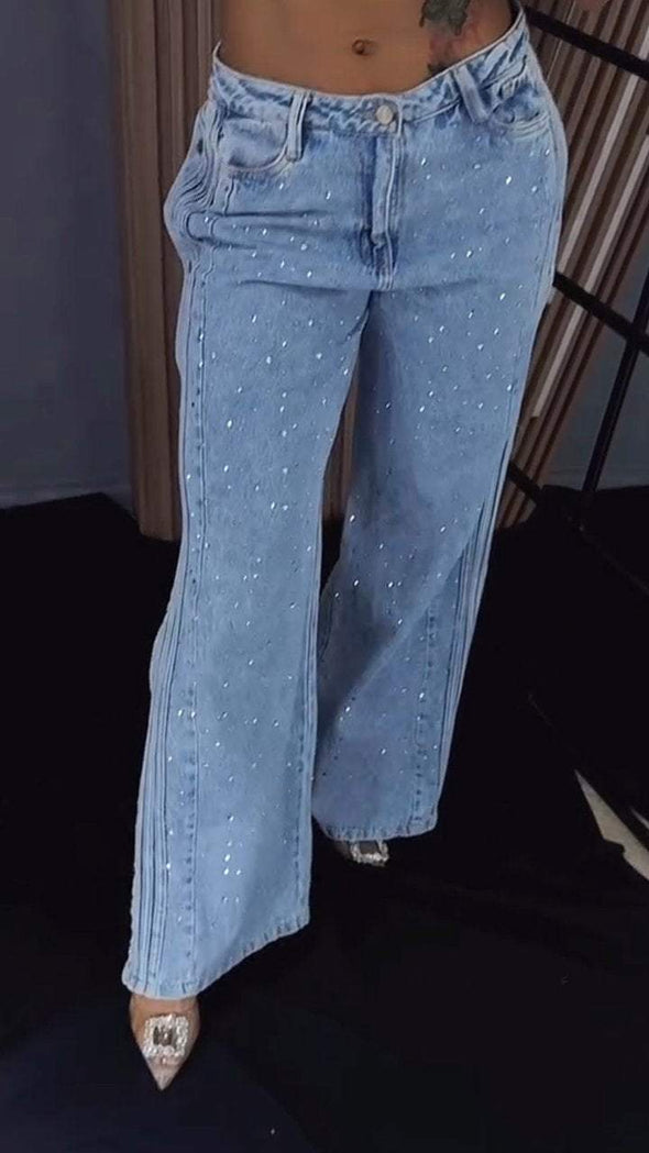 Women's Button-down Rhinestone Fashion Jeans