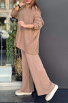 Women's V-neck Simple Long-sleeved Two-piece Suit