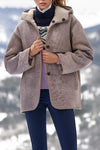 Women's Casual Warm Fur One-piece Hooded Contrast Color Jacket