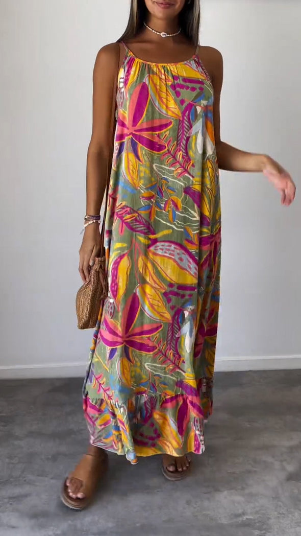 Printed Sleeveless Long Dress