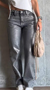 Women's Silver-stamped Casual Straight Jeans