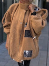 Women's High Collar Long Sleeve Sherpa Coat