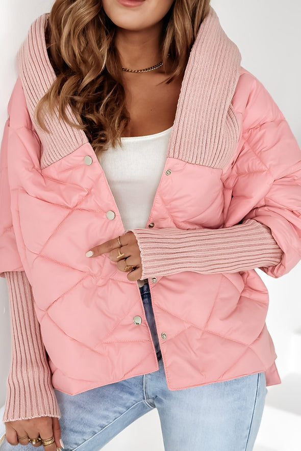 Women's Long Sleeve Hooded Patchwork Coat