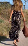 Women's Casual Printing V Neck Mixi Dress