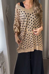 Women's Fashion Casual V-Neck Hollow Knit Blouse