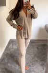 Women's V-neck Single-breasted Knitted Two-piece Suit