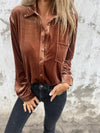 Casual Lapel Single-breasted Gold Velvet Shirt