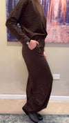 Women's Cool Rhinestone Velvet Long Sleeve & Belted Cool Rhinestone Velvet Slim Fit Straight Pants