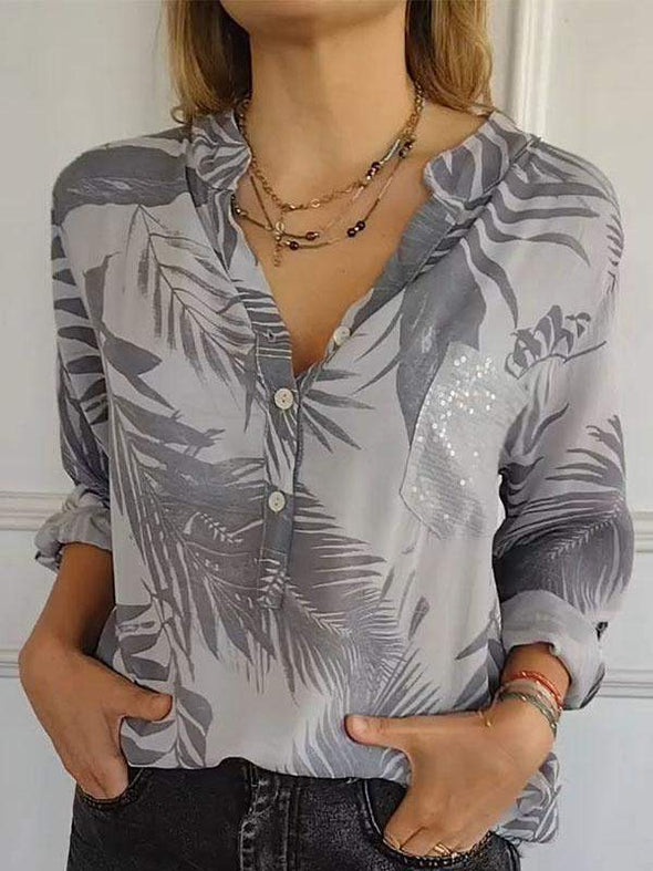 Women's V-neck Printed Top