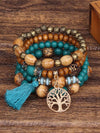 Boho Style Multi-layered Wooden Beaded Bracelet