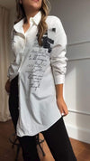 Women's Casual Lapel Single-breasted Letter-printed Shirt