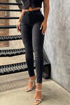 Women's Crystal Distressed Black Skinny Jeans