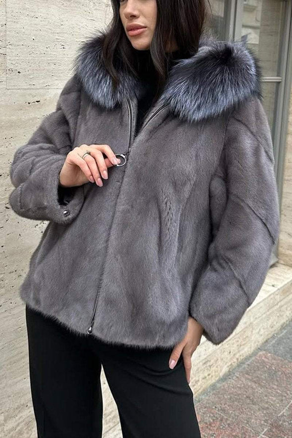 Women's Casual Hooded Zipper Fur Coat