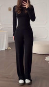 Women's Round Neck All-match Solid Color Comfortable Casual Suit