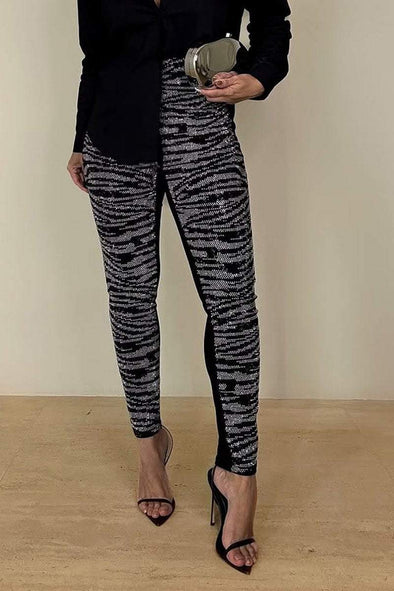 Women's Rhinestone Zebra Print Leggings