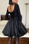 Women's Elegant Backless Long Sleeve Puffy Dress