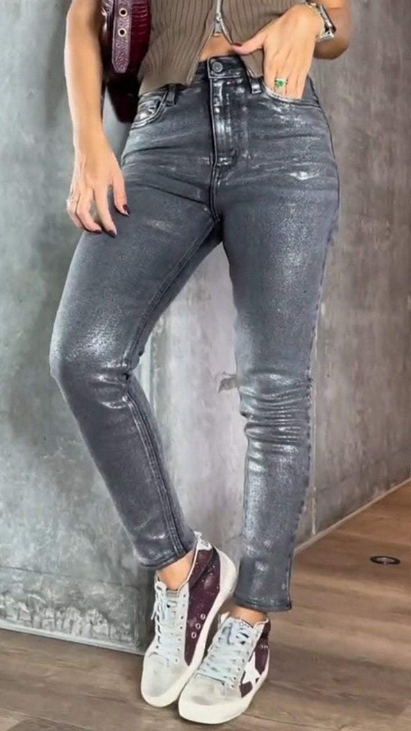 Women's Casual Tight Silver Jeans