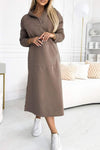 Women's Autumn and Winter Solid Color Casual All-match Long Dress with Hood