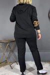 Women's Hooded Sequined Leopard Print Casual Suit