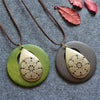 Large Round Wooden Drop Long Necklace