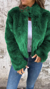 Women's High Collar Fur Zipper Casual Jacket