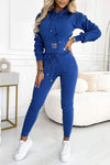 Women's Hooded Waist Sports Casual Suit