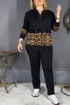 Women's Hooded Sequined Leopard Print Casual Suit