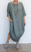 Casual Round Neck Solid Color Loose Dress