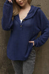 Women's Solid Color Buttoned Loose Long Sleeve Sweatshirt