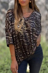 Women's casual textured V-neck top