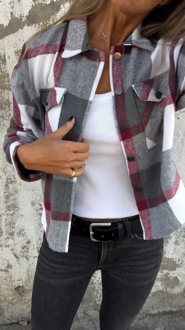 Casual Lapel Plaid Coat