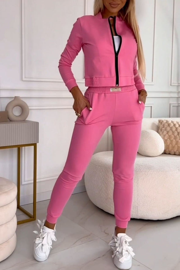 Women's Slim-fit Top and Trousers Set