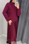 Women's Casual Round-neck Knitted Sweater + Dress Set