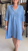 Casual V-neck Mid-sleeve Dress