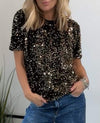 Women's Round Neck Sequined Casual T-shirt