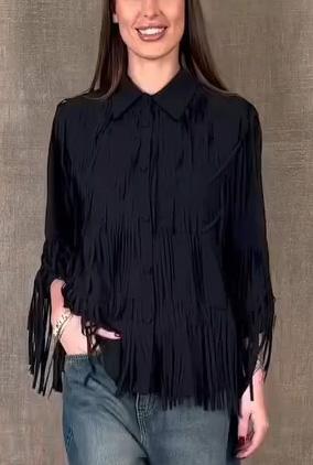 women's casual fringed shirt