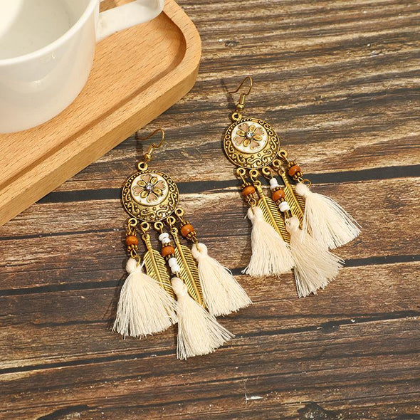 Boho tassel long temperament versatile earrings